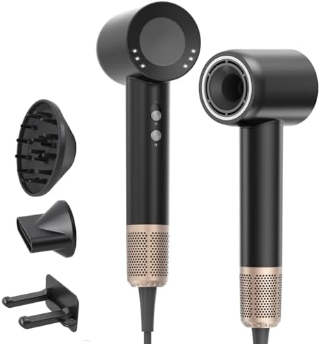 Professional Hair Dryer with Diffuser and Nozzles, 59dB Low Noise...