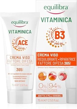 Equilibra, Crema Viso Riequilibrante, Riparatrice, Fattore Difesa, con Complesso Multivitaminico, Oli di Carota e Mango, Estratto del Litchi, Difende e Protegge la Viso 365 Giorni L'anno, 75 ml