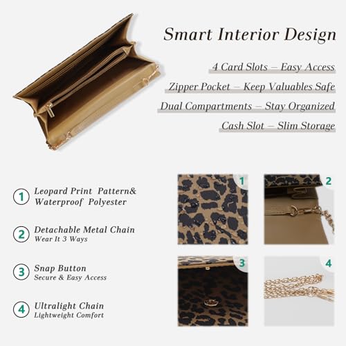 Image of U+U Small Crossbody Bags for Women, Cell Phone Purse Mini Clutch Bag with Removable Chain, Card Slots - Lightweight Purse