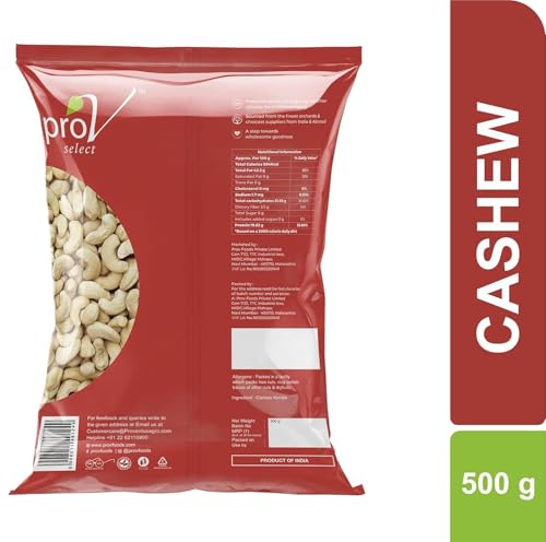 Image of ProV Select Cashews | High Grade Whole Natural Kaju Rich in Protein Healthy Fats & Essential Minerals | Economy Value Pack Dry Fruit for Daily Use | 500g