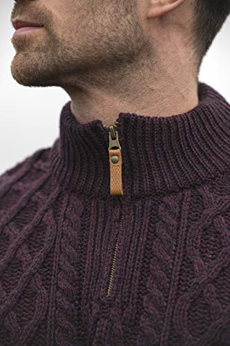 Image of Aran Crafts Men's Irish Soft Cable Knitted Zip Neck Jacket (100% Merino Wool)