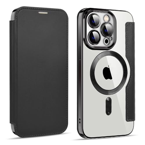 Funda para iPhone 15 Pro Max compatible con Mag-Safe y tapa transparente
