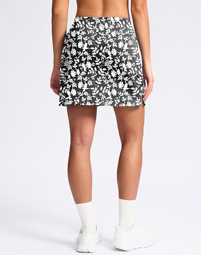 SANTINY Saia feminina de 40,6 cm com 2 bolsos cintura alta e shorts embutidos Pickleball Golf Skort