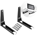 Aebor 304 Stainless Steel Microwave Mount Bracket, Retrackable Foldable Microwave Oven Wall Mounted Stand Holder Rack Bracket for Home Kitchen Accessories, Black