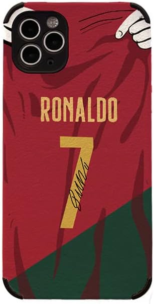 Ronaldo Jersey Phone Case Creative Soccer Case for iPhone 13 Pro Thin Soft Imitation Leather Shockproof