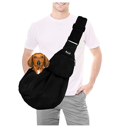 SlowTon Dog Carrier Sling, Thick Padded Adjustable Shoulder Strap Dog Carriers for Small Dogs, Puppy Carrier Purse for Pet Cat with Front Zipper Pocket Safety Belt Machine Washable (Black L)