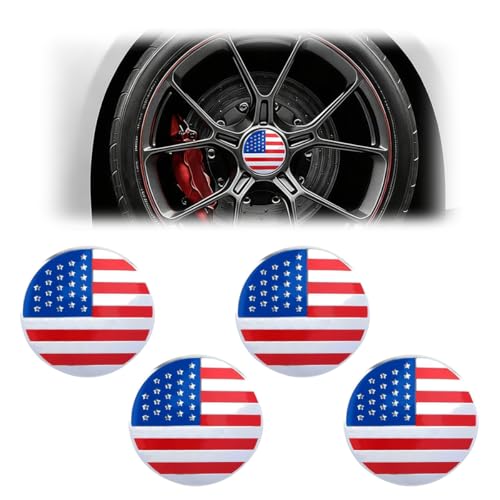 Tuxihapp 4PCS American Flag Car Wheel Hub Center Caps Sticker for Rims, 56mm/2.2 Inch Universal Wheel Center Covers Hub Caps, Auto Exterior Decoration Decal Accessories for Car Truck SUV (USA Flag)