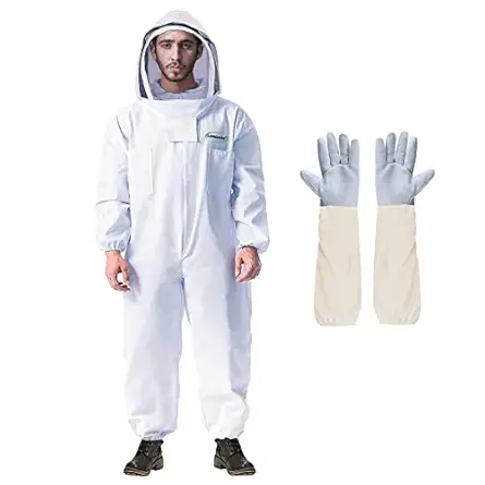 LONGADS Professional Bee Suit for Men and Women, Full Body Beekeeping Suit with Gloves & Protective Round Veil, Size XXL (Fits 69-73 Inches / 5'9"-6'1") for Apiary & Backyard