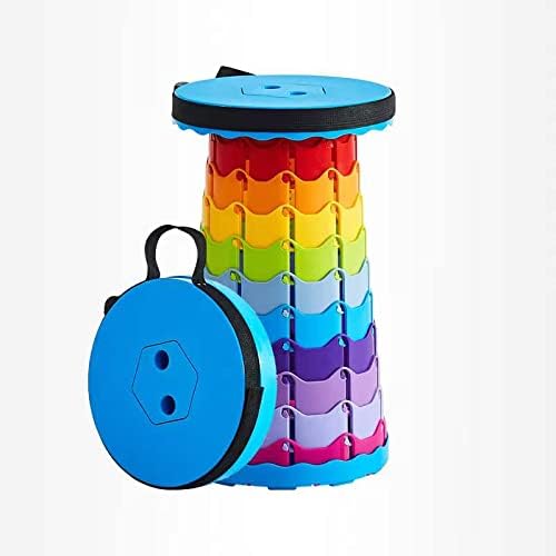 Sftrans Portable Telescoping Stool Foldable Minimax Collapsible Stool Retractable Camping Folding Chairs for Adults Garden Travel Seat Hiking Fishing Outdoor (Rainbow)