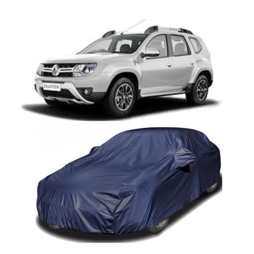 Image of Car Body Cover Compatible with Renault Duster | Water, Dust & UV Protection | Mirror Pockets | Elastic Grip | Triple Stitch Duster Car Cover (Blue)