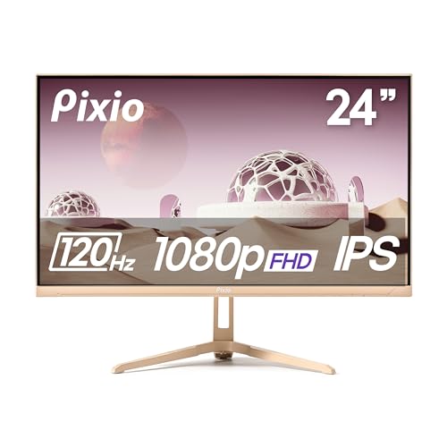 Image of Pixio Two PX246 Wave Beige 24 inch 120Hz Refresh Rate FHD 1080p Resolution IPS Panel 4ms GTG Response Time Gaming Monitor and PS1D Wave Beige Dual Monitor Arm