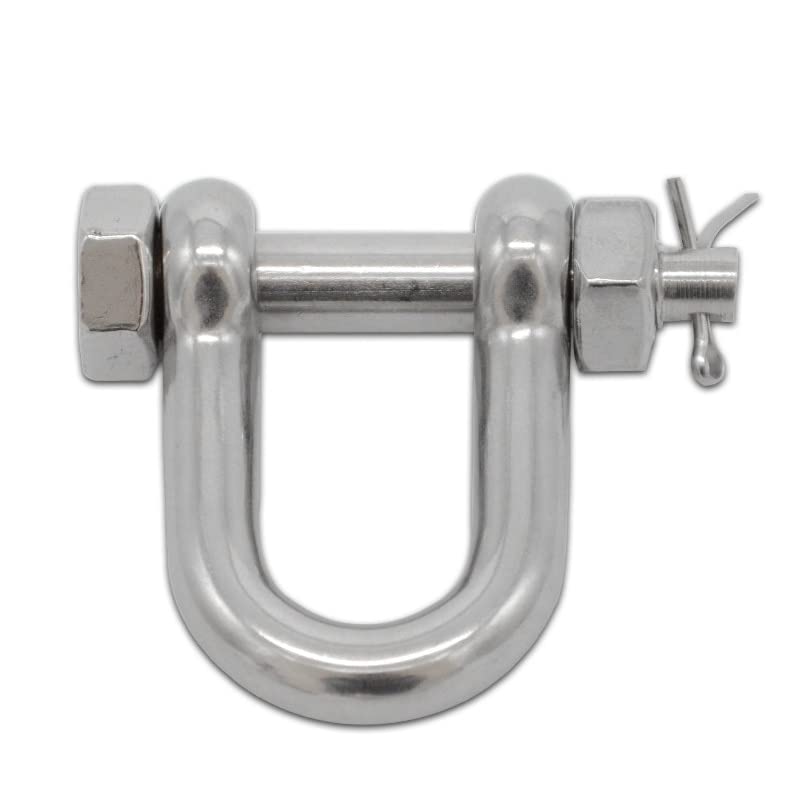 10PCS/LOT 304 Stainless steel M8 Heavy Duty DEE Shackle With Nut & Safty Pin Steel Buckle Bolt Anchor Safty DEE Shackle - (Specification: M8)