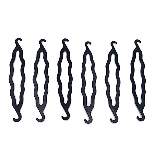 6Pcs Plastic Bun Maker Curler Hair Holder Clip Magic Roll Bun Hair Twist Braid Hairdressing Tool Elegance Updo Hair Styling Accessories for Women Girls Black