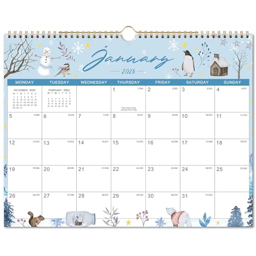 FULLVINTAGE - 2026 Calendar - 2026 Wall Calendar, Jan. 2026 - Dec. 2026, 12 Month to View Calendar, 37 x 29 cm, with Large Blocks, Holidays, Thick Paper, Beautiful Seasonal Wall Calendar for New Year Gifts - -25%