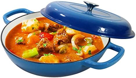 Cast Iron Dutch Oven 3.8 Quart Dutch Oven Pot with lid Blue Heavy Duty Dutch Oven Dual Handles Porcelain Enameled Cast Iron Skillet Family or Friends Gifts