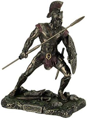 Veronese Design Achilles Rage Trojan War Hero Achilleus Holding Spear and Shield Statue