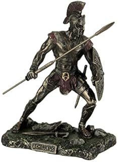 Veronese Design Achilles Rage Trojan War Hero Achilleus Holding Spear and Shield Statue