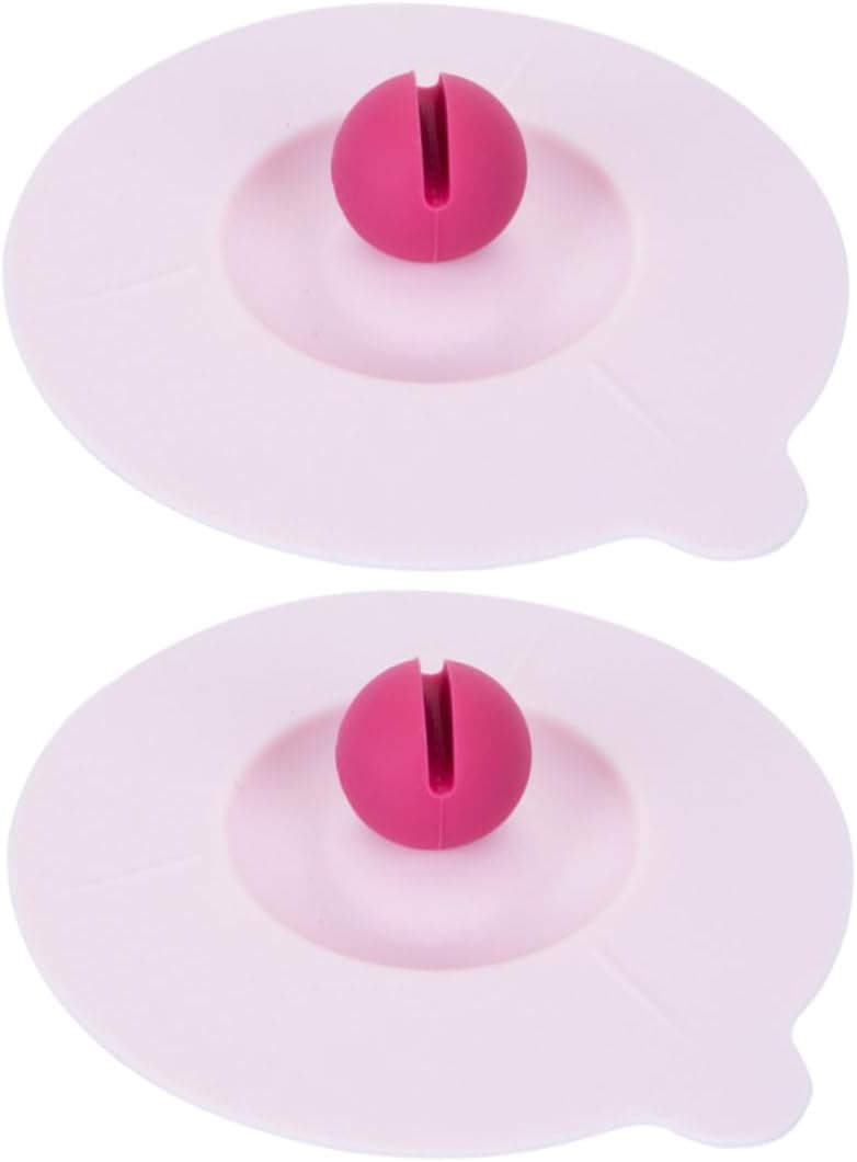 2pcs Creative Silicone Mug Lids with Spoon Holder Cup Covers for Hot Cold Drinks Maintains Temperature Freshness Red Design Diameter