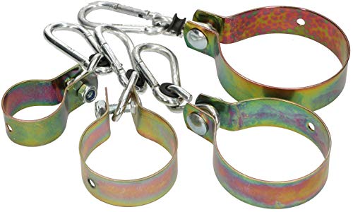 KOTARBAU - Juego de 2 ganchos para balancín con mosquetón, abrazadera para columpio, fijación para columpio, madera redonda, gancho para gemelos, color dorado galvanizado, Dorado