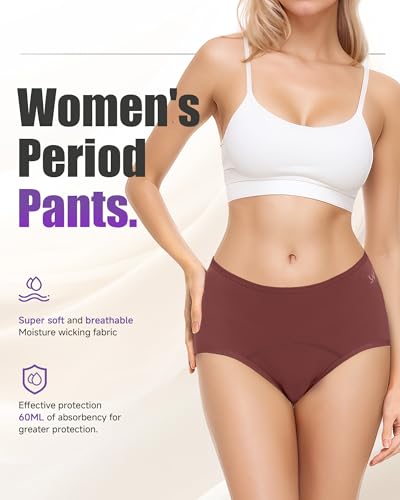 Image of TANSTC Period Underwear for Women Heavy Flow | Leakproof Menstrual Panties Postpartum, Full-Coverage, Cotton Soft Breathable Briefs 3 Pack