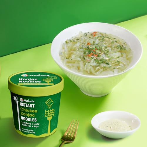 Image of Hethstia Konjac Noodle Chicken Soup, 6-Pack Instant Shirataki Noodle Soup Cups - Low-Calorie, Sugar-Free, Low-Carb, Gluten-Free, 34.32 oz Vegan Konjac Pho Pasta Chicken Broth, Healthy Asian Noodles