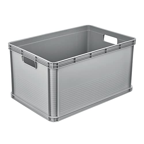 keeeper Caja de transporte, Apilable, Polipropileno, 64 L, Robert, Gris Nordic