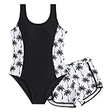 Genérico Traje de Baño Sin Mangas con Estampado Floral para Niñas y Adolescentes Ideal para Playa Piscina Parque Acuático