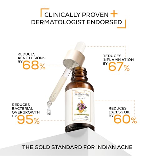 Image of Anti-Acne Clarifying Serum | 25X Curcumins, Willow Bark Salicylic & Bakuchiol | Controls Oil, Reduces Pimples, Blackheads & Acne Marks | Face Serum for Clear, Healthy Skin|All skin types | Women & Men-30ml