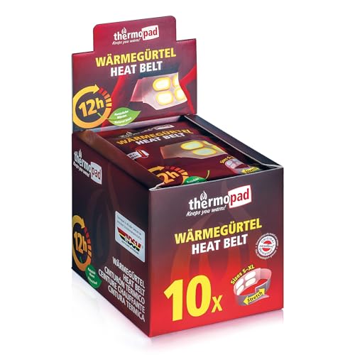 Thermopad Wärmegürtel GR. S-XL (Stretch/Klett) – DAS ORIGINAL: 10x Wärmegürtel für 12 Stunden I Sofort einsatzbereiter Wärmegurt aus extra warmen Wärmepflastern/Wärmepads – Nierenwärmer/Rückenwärmer