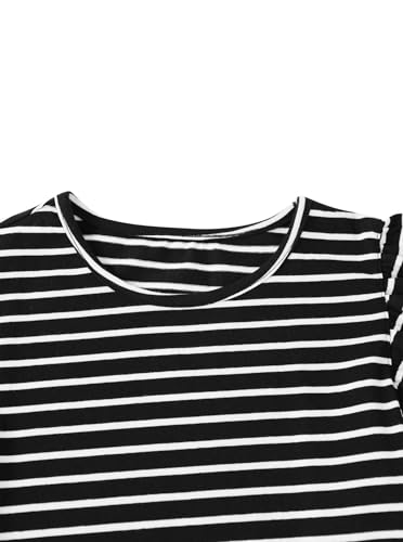 Image of Girls' Summer Shirts Cute Tops Ruffle Sleeve Crew Neck Casual Tees