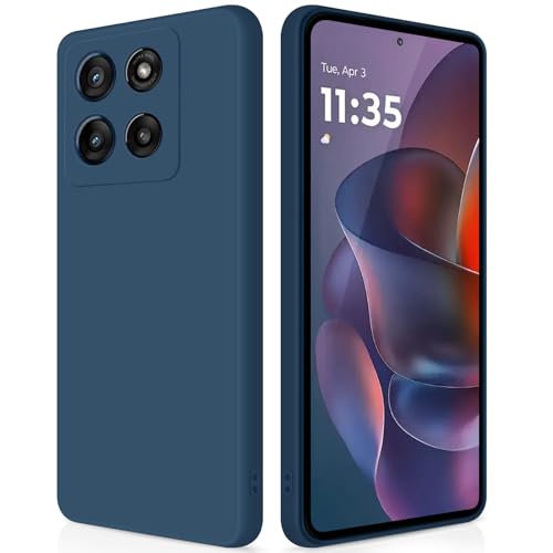 Coque Moto G Stylus 5G 2025 en silicone soyeux doublée microfibre bleu