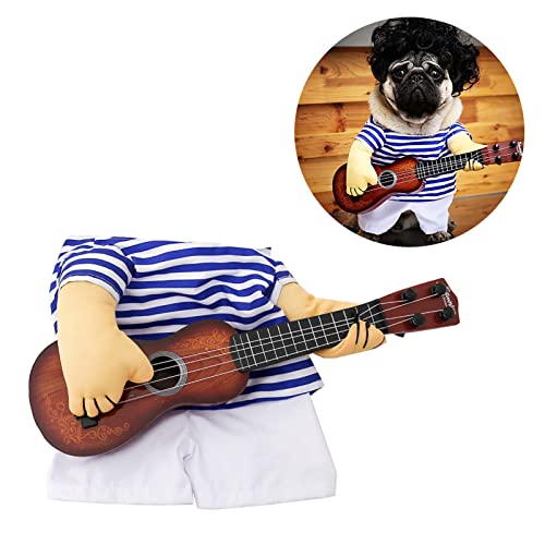 Disfraz de Guitarra para Perros, Ropa Divertida Azul y Blanca miniatura 4