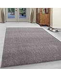 Wohnzimmer Teppich Kurzflor Modern Einfarbig Meliert Uni günstig Versch. Farben Oeko Tex Zertifiert - Beige, 200x290 cm