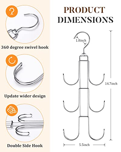 Purses Hanger Organizer For Closet, Myfolrena Metal Purse Holder For Closet Space Saving Bag Storage Hook For Hanging Handbags, Belts,Scarves,Tote,Hats,Clothes,Bags,Ties (Silver) #TOP5