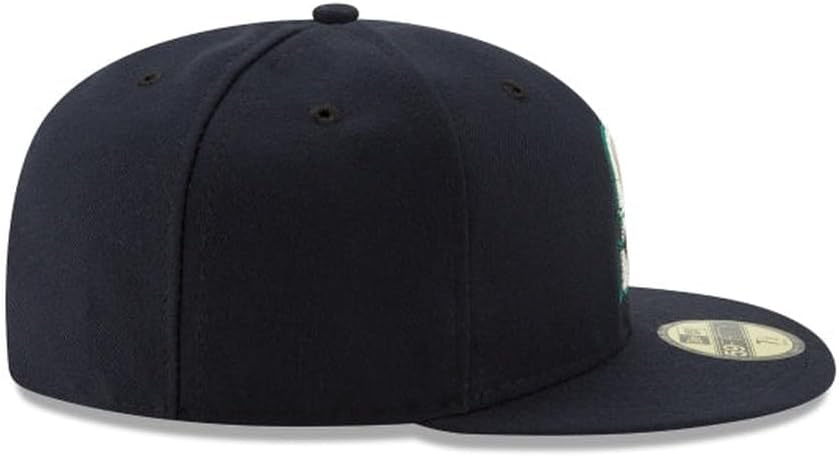 New Era MLB 59FIFTY Seattle Mariners Navy Team Color Logo Authentic Collection Fitted On Field Baseball Cap Hat