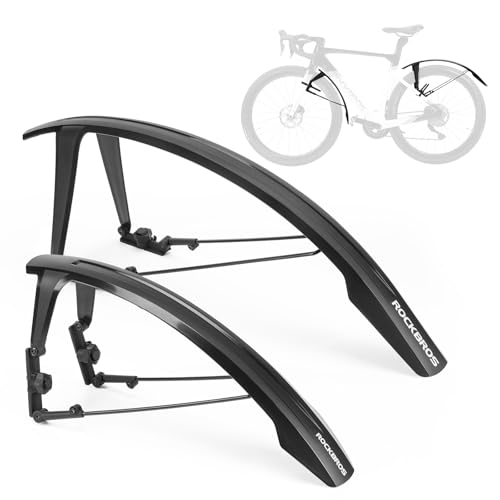 ROCKBROS Bike Mudguard Set Quick Release Adjustable Splash Guard Front and Rear Mud Guard Fenders Full Cover Thicken Widen for 26/27.5/28/29 Inch Mountain 700C Road Gravel