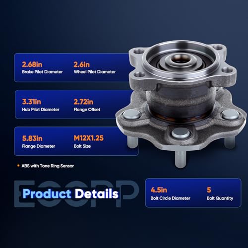 Image of ECCPP 2-Piece 512201 Wheel Hub Bearing for Nissan Quest 2004-2009 | for Nissan for Maxima 2004-2008 5 lugs w /ABS Sensor Pre-Greased Sealed