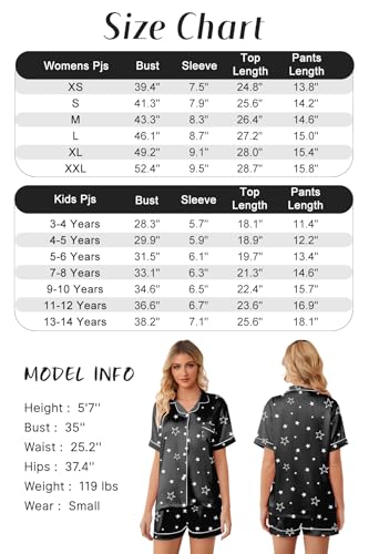 Image of Girls & Womens Satin Pajamas Set, Silk Button-Down Sleepwear 2 Piece Nightwear, 3 Years - Women XXL