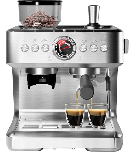 Garvee Espresso Machine with Grinder & Milk Frother, 20 Bar