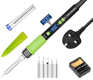 YEEHONEC Soldering Iron Kit, 90W Sleep Mode Auto-Off Soldering Iron, Adjustable Temperature with LCD Display, Includes Soldering Stand, 5 Tips & Solder for Electronics Repair