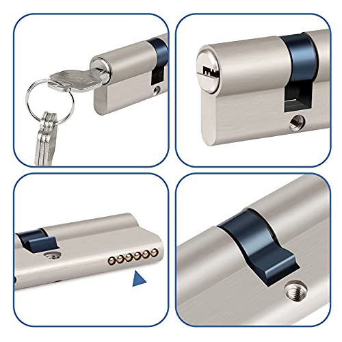 Hengsong Schließzylinder 30/30,Zylinderschloss 30 30,Profil-Zylinder,Metallsilber-Knaufzylinder,mit...