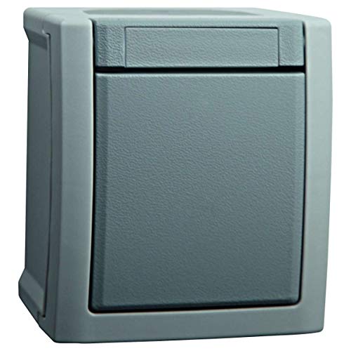 Surface-Mounted On/Off Switch Grey Suitable for Wet Rooms, gray