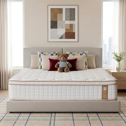 Image of Profus Queen Mattress, 12 Inch Queen Size Mattresses, Memory Foam Mattress in a Box with Pocket Coils, Relieve Pressure with Medium Support, CertiPUR-US Certified, Hybrid Mattress Queen