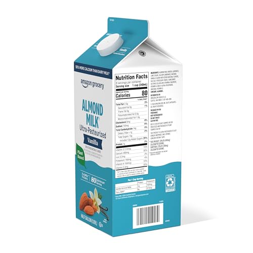Amazon Grocery, Vanilla Almond Milk, Half Gallon, 64 Fl Oz (Previously Fresh Brand, Packaging May Vary)