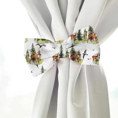 Whaline W11004 12Pcs Watercolor Forest Cotton Fabric Bundles 18 X 22 Inch Green Christmas Tree Flower Deer Fat Quarter Xmas Quilting Patchwork thumb #4