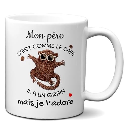 L'Esprit des Anges - Taza para regalo de papá - Mi padre es como el café y tiene un grano. Idea de humor original para cumpleaños, día del padre