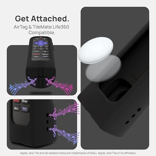 Image of GripStand by 73&Sunny Silicone Remote Cover for Roku Voice, Stand Up Design, Enhanced Grip, Compatible with TV Streaming Stick Plus 2025 4K /HD /HDR, Fits AirTag & Tile Mate, Ultra Black