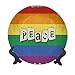 Pride - Plato decorativo de cerámica de 25,4 cm, diseño de rayas grunge y colorido telón de fondo de paz con texto en inglés "Paz", diseño vintage de bandera gay lesbiana