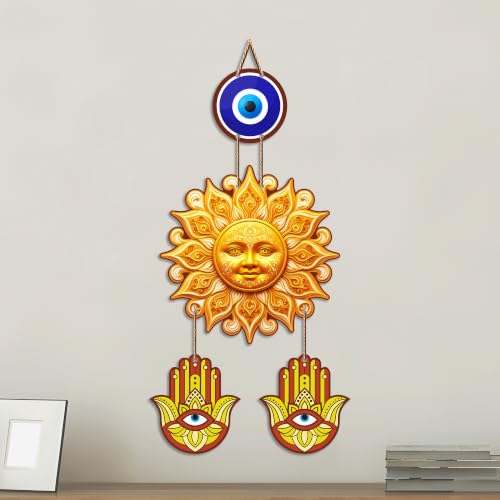 Image of Artvibes Surya Dev Evil Eye Wall Hanging for Home Entrance Door Decor | Nazar Battu Protection Hanging for Living Room Bedroom Office | Vastu Positive Energy Decorative Gift (WH 85126N)