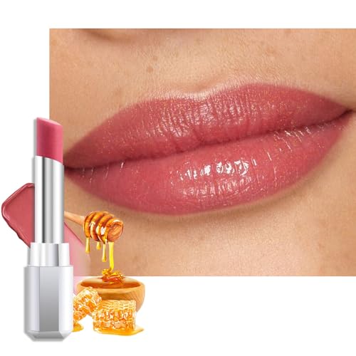 Image of evpct Dusty Pink Honey Lipstick Tinted Lip Balm, Moisturizing Tinted Lip Oil Stick Lipstick for Older Women, Sheer Lightweight Hydrating Nourishing Shine Tinted Lip Color Gloss Tint Stain, Dusty Pink